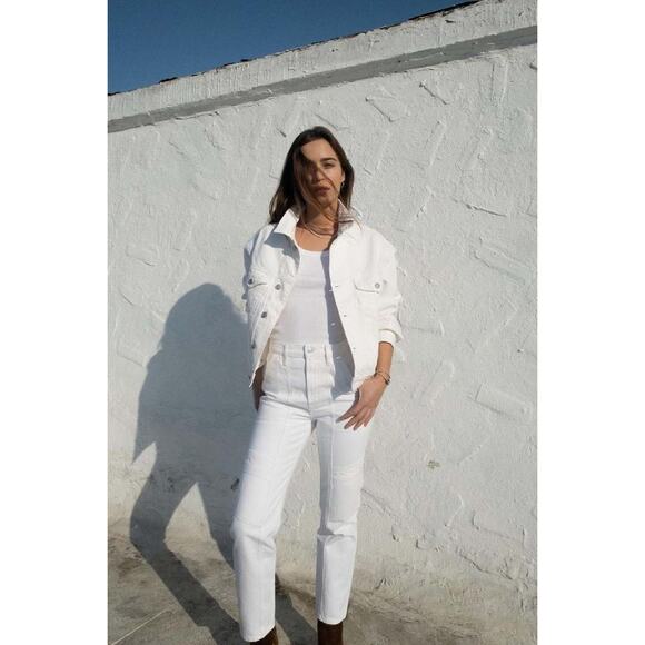 AGOLDE Cargo-Jeans Cooper Straight Leg High Rise Relaxed Milkshake Wash Size 31 - Picture 3 of 16